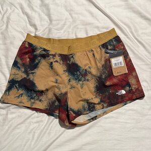 The North Face Women's Tie-Dye Athletic Shorts - Gold and Red
